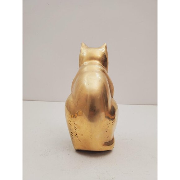 Cat Brass Sculpture, Cute Old Vintage Animal Brass Figurine, Handmade Mini , - Picture 6 of 10